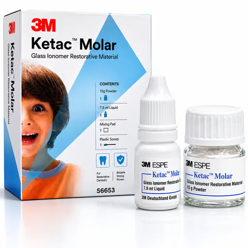 3M ESPE Ketac Molar Glass Ionomer Restorative Cement - Shade A3 (15g Powder + 7.8mL Liquid + Mixing Pad + Scoop)